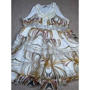 Women's Madison Paige Statement Ruffled Tiered‎ Sleeveless Neutrals Dress Sz 3X